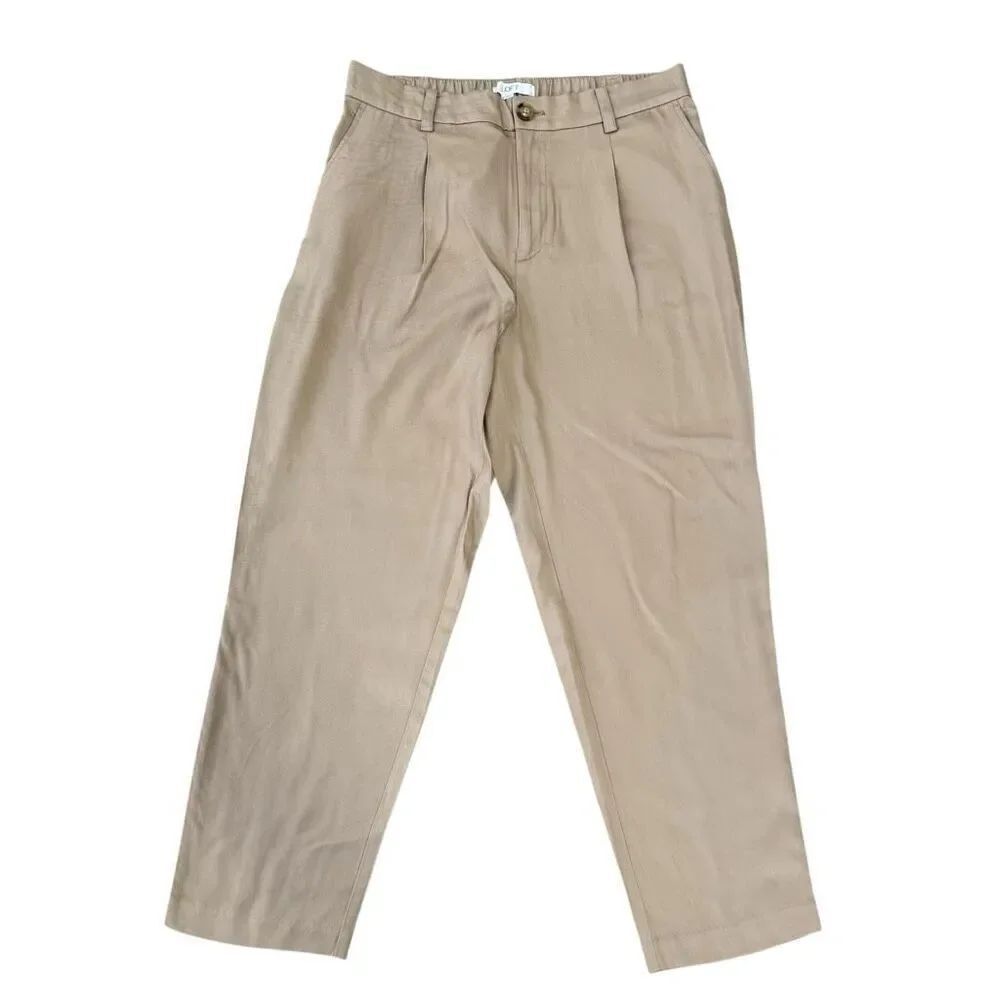 Loft women's pleated pants beige color pleated front, slightly tapered sz 10 NWT